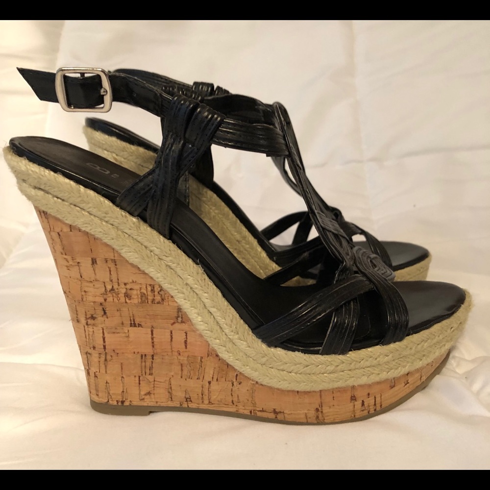 Baker’s Trista (black espadrille wedges), size 7